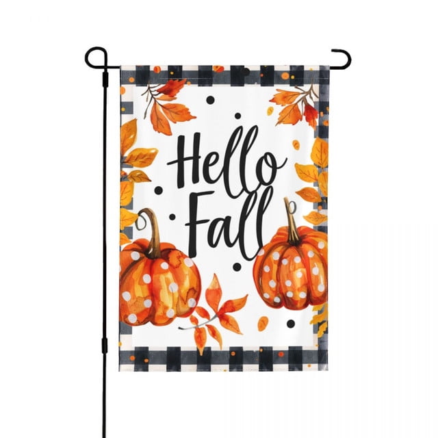 YladaFaie Hello Fall Yard Flag Pumpkin Maple Leaf Harvest Thanksgiving ...