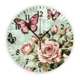 thumbnail image 1 of YladaFaie Home PVC Silent Wall Clock for Bathroom Indoor Decoration No Ticking 10 Inch Round Small Clock for Hospital Classroom Home Living Room Butterfly Patten, 1 of 7