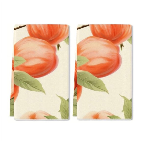 YladaFaie Kitchen Towels Peach Pattern Dish Towels Summer Tea Towel Nautical Kitchen Towels, Hand Towels, Tea Towels, Housewarming Gift for Home, Set of 2,16" x 24''