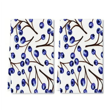 YladaFaie Kitchen Towels Set of 2 Decorative Summer Dish Towels for Kitchen Blueberries Pattern Kitchen Decor Microfiber Summer Tea Towels, 16 x 24 Inch