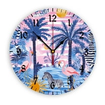 YladaFaie Kitchen Wall Clock - Home Decorative Wall Clock,10 Inch Silent Non-Ticking Quartz Battery Operated Clock, Easy to Read Round Arabic Numerals Ocean Flamingo Palm Wall Clocks