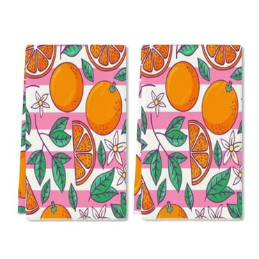 YladaFaie Orange Fruit Pattern 003 Kitchen Dish Towels Set of 2 Funny Pattern Hand Towels for Bathroom Cooking Home Decor, 16 x 24 Inch