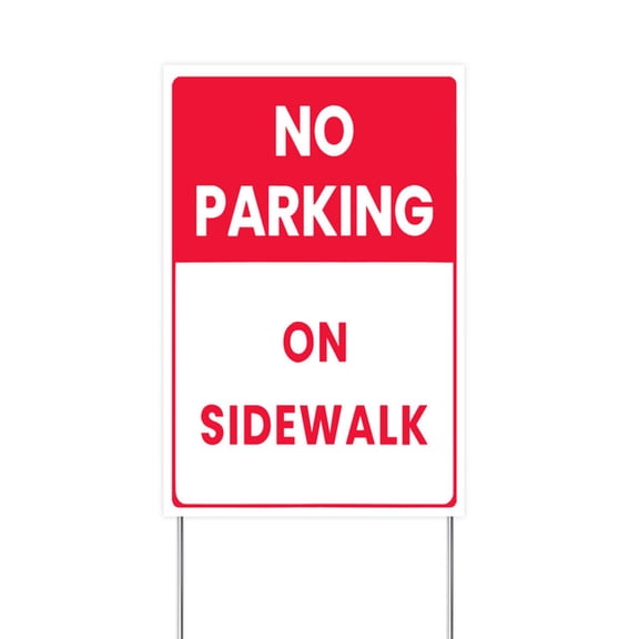 YladaFaie No Parking On Sidewalk Yard Sign, No Parking Signs 12x18 inch with Metal H-Stake Warning Signage with Symbol, Protect Your Street Business Front Porch Yard Decor Outdoor Signs Stake Kit