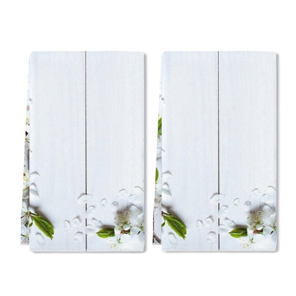 YladaFaie Pear Flowers Wood 002 Kitchen Dish Towels Set of 2 Funny Pattern Hand Towels with Hanging Loop for Bathroom Cooking Home Decor, 16 x 24 Inch