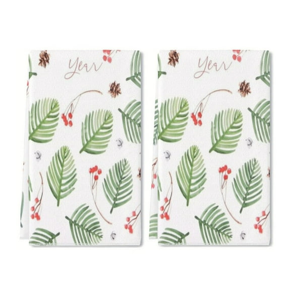YladaFaie Set of 2 Teal Kitchen Towels Happy New Year Dish Towel Bathroom Decorative Rustic Cloths Tea Towels for Kitchen Bathroom Home Cooking Housewarming Gifts, 16 x 24 Inch