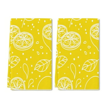 YladaFaie Set of 2 Teal Kitchen Towels Lemon Leaves Yellow Dish Towel Bathroom Decorative Rustic Cloths Tea Towels for Kitchen Bathroom Home Cooking Housewarming Gifts, 16 x 24 Inch