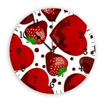 YladaFaie Strawberry Silent Non Ticking Round Wall Clock Home Decor Battery Operated Decorative for Living Room, Kitchen, Bedroom Clock Art