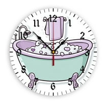 YladaFaie Watercolor Vintage Bathtub Clock Wall Decor Battery Operated Floral Clocks Spring Wall Clock Round Wall Clock 10 in Non Ticking Quartz Analog Bathroom Clock