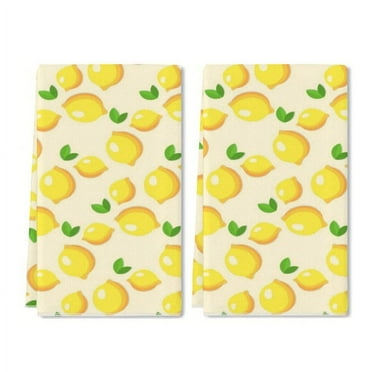 YladaFaie Yellow Cartoon Lemon Art Kitchen Dish Towels Set of 2 Funny Pattern Hand Towels for Bathroom Cooking Home Decor, 16 x 24 Inch