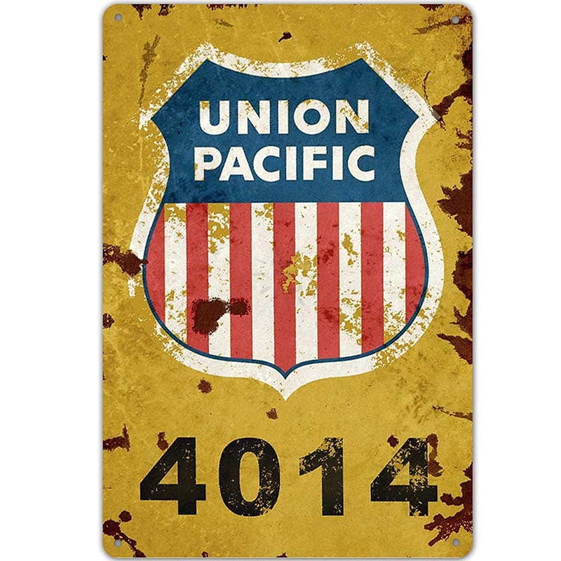 Union Pacific Railway Logo Vintage Rustic Metal Wall Decor Sign, 8x12 Inches