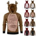 thumbnail image 1 of Ylhdenz Mens Christmas Hoodie Casual Long Sleeve Pullover Fashion Color Block Hoodies with Reindeer Antlers Comfy Fall Winter Holiday Party Outfit 2XL, 1 of 9