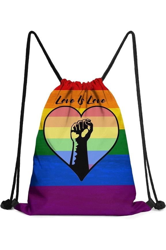 Ylisaa Gay Pride Rainbow Flag Drawstring Pack Gay Love is Love Gym Sack Rucksack Shoulder Bags for Men & Women
