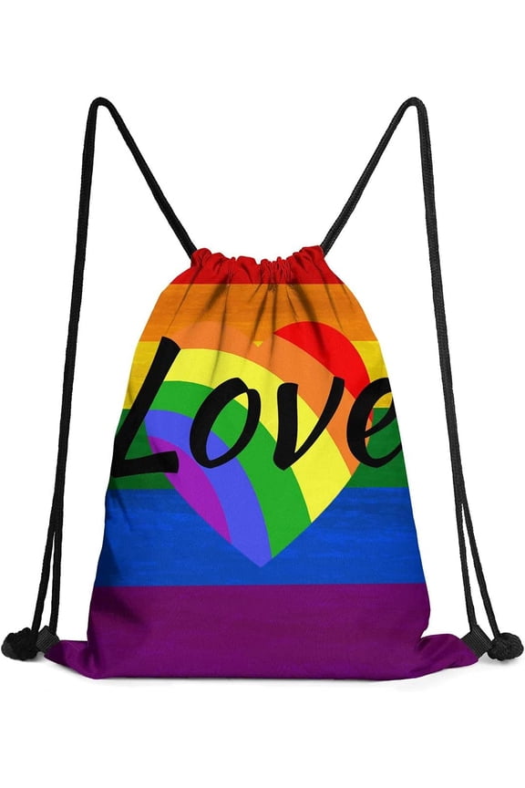 Ylisaa Gay Pride Rainbow Flag Drawstring Pack Gay Love is Love Gym Sack Rucksack Shoulder Bags for Men & Women