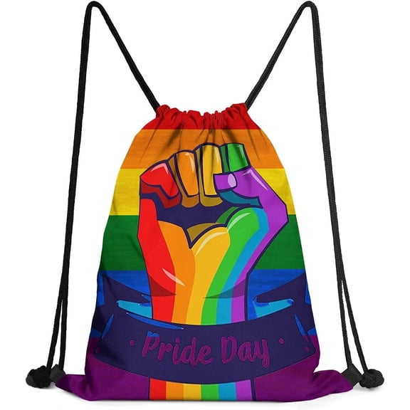Ylisaa Gay Pride Rainbow Flag Drawstring Pack Gay Love is Love Gym Sack Rucksack Shoulder Bags for Men & Women