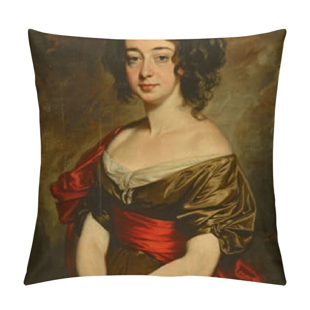 Yllo0ord Pillow Cases Oil Painting Elegant Woman Portrait Square