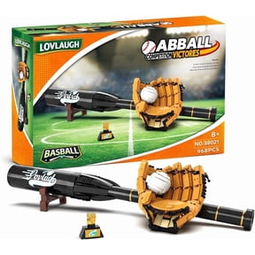 Ylutex 968 PCS Baseball Building Block Set,Sports Display Model Kit with 24.7" (62.7cm) Inner-Lock Bat, Poseable Glove & Ball, Trophy & Stand, Compatible with Major Brands