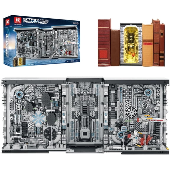 Ylutex Bookend Building Block Set with Light, Spaceship Book Nook Building Kit 66030, Bookshelf Home Decor, 2879 PCS Building Block Model Toy Kit