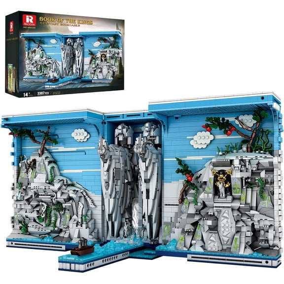 Ylutex Books of The Kings Building Block Set with Light, Book House Building Kit 66039, Bookshelf Home Decor, Movie Theme Style, 3307 PCS Bookshelf Model Playset