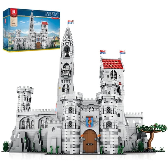 Ylutex Kings Castle Building Block Set for Adults, 3999PCS Medieval Foldable Castle Model with Two Play Modes, Three-Tier Design, Collectible Architecture Display Toy