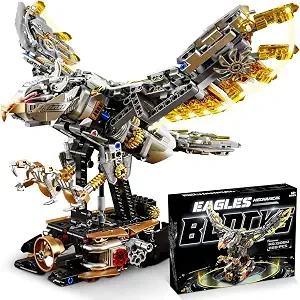 Ylutex Mechanical Eagle Building Set with Lights(1168PCS), Rotatable Animal Model, STEM Building Blocks Toy, Compatible with Lego Block