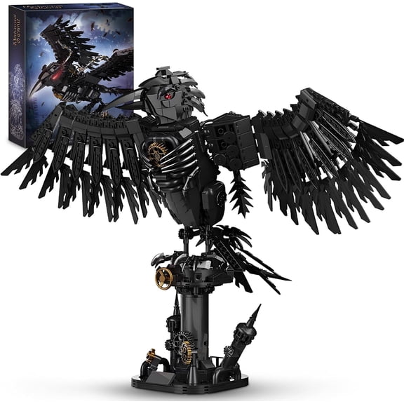 Ylutex Mechanical Raven Bird Building Block Set, MOC Creative Crow Animal Model Kit, Collectible Home Office Decor Toy Choice for Adults(1018PCS)