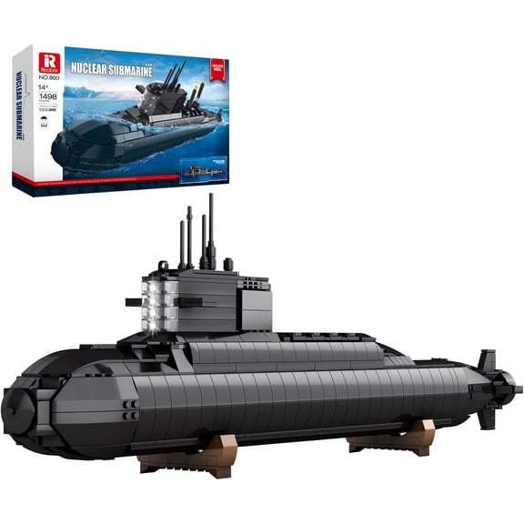 Ylutex Military Nuclear Submarine Building Block Sets, Nuclear Submarine Toy Model Kit with Lights, Technical Collectible Home Office Decor, Army Building Toys No.800 (1498 Pcs)