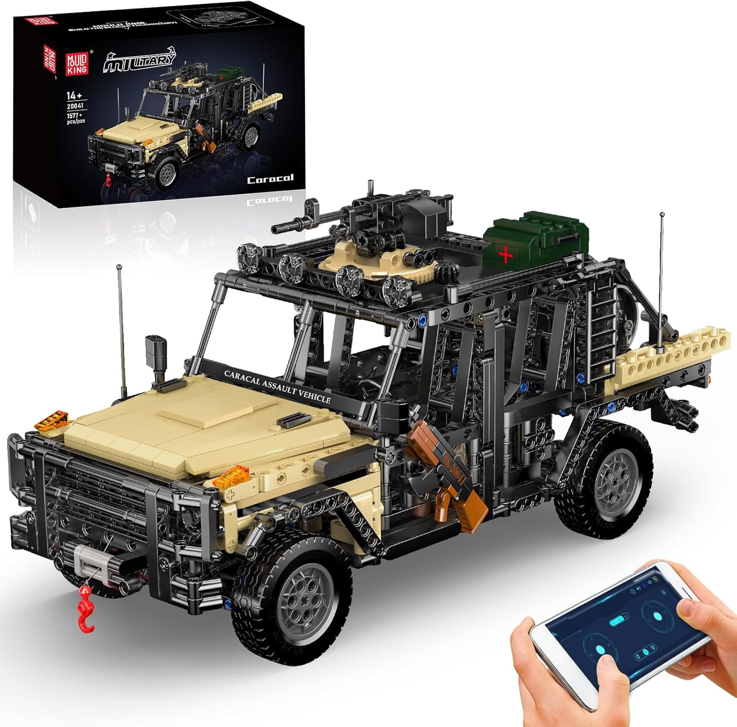 Ylutex Military Off-Road Truck Building Block Set, Remote APP Control Assault Car Model Construction Building Block Kits, Adult Collectible Model Vehicle Sets(1577 Pieces)
