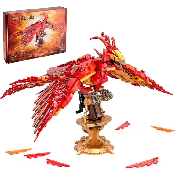 Ylutex Moc Fire Phoenix Building Block Set,Compatible with the major brand STEM Magic Phoenix Collection Model for Adults,Ideas Bird Toy Choice for Fans Ages 938 PCS