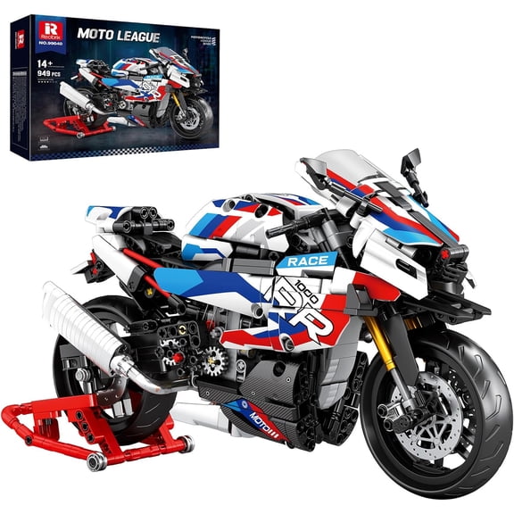 Ylutex Motorcycle 1000 RR Technic Building Block Set, 1:8 Scale Model Kit, 949 PCS Collectible Motorcycle Display Model with Stand