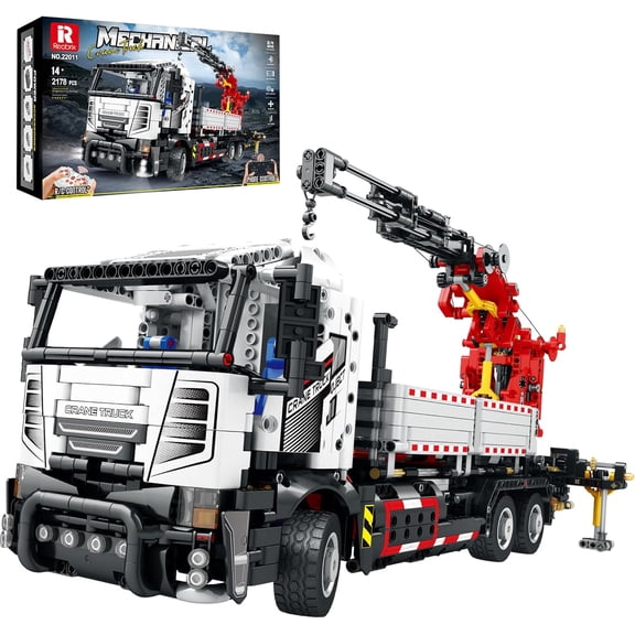 Ylutex Multi Functional Crane Truck Building Blocks Set,Robotic Arm That Can Be Rotated and Lifted Crane Truck Model for Adult,Control Crane Toy with Remote Control Switch(2178 Pieces)