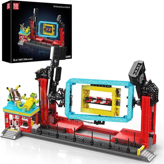 Ylutex Rolling Swing Ride Building Blocks Set, 2118+ Pieces Amusement Park Model Kit with Motors, Creative Engineering City Building Sets
