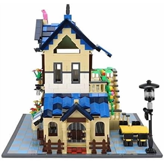 Ylutex Rural Villa French Lodge City Street Modular Building Blocks Set,City Creator Architectural Model House Building Blocks Toy with 1298 Piece