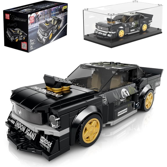 Ylutex Super Car Building Toys with Acrylic Display Case Model Race Car Toy Building Blocks Kit, Collectible Racing Vehicle Set for Adults