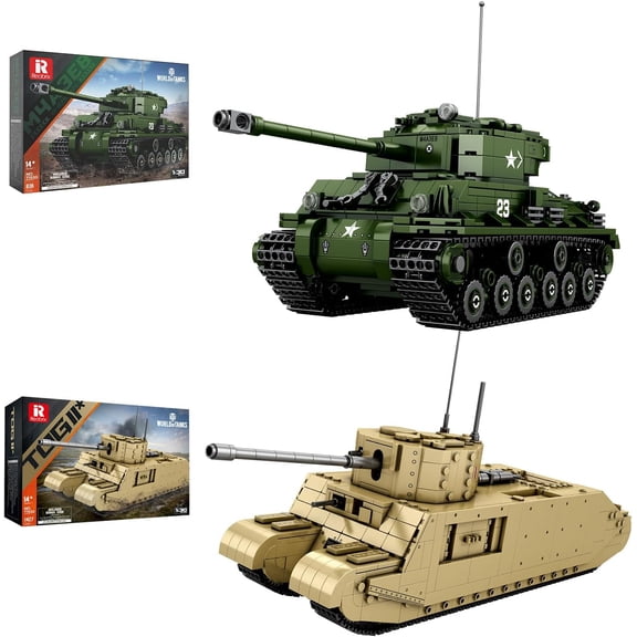 Ylutex Tank Building Block Set 77030+77032,World War 2 Military Tanks Building Block Set for Military Fans,compatible with major brand blocks