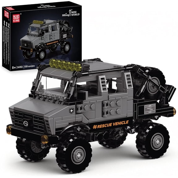 Ylutex Technic Off-Road Car Building Blocks Set, Rescue Vehicle Construction Brick Toy, Collectible Model Car, Race Car Building Kit for Adults (510 Pieces)