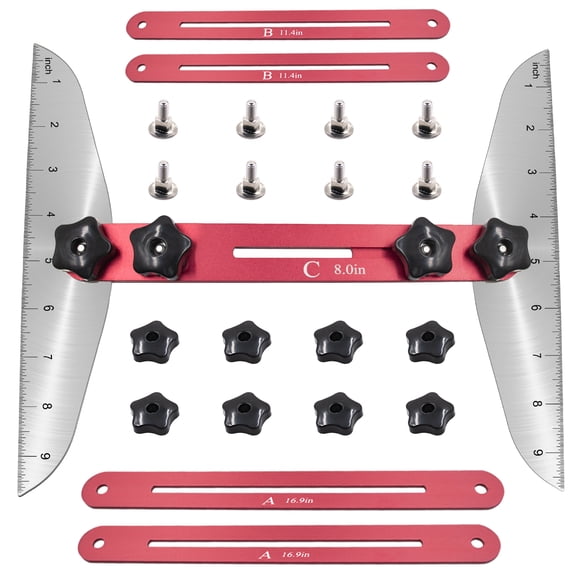 Ymam.Light Stair Tread Template Tool Jig Gauge, Adjustable Stair Tread Measuring Tool with Scale, Ranges from 11.4In to 60.7In