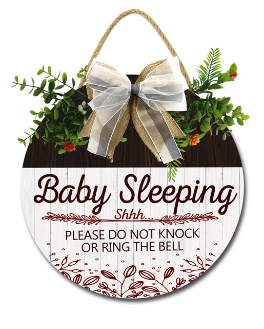 Baby Sleeping Holzschild – 'Don't Ring Doorbell', 25,4 X 12,7 Cm, Mit Aufhängeseil, Für Tür & Wand
