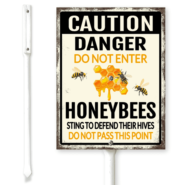 Honey Dew Gifts 'Caution Honeybees' Metal Sign - 9x12 Inch Outdoor Warning Sign For Garden/Farm - View #4