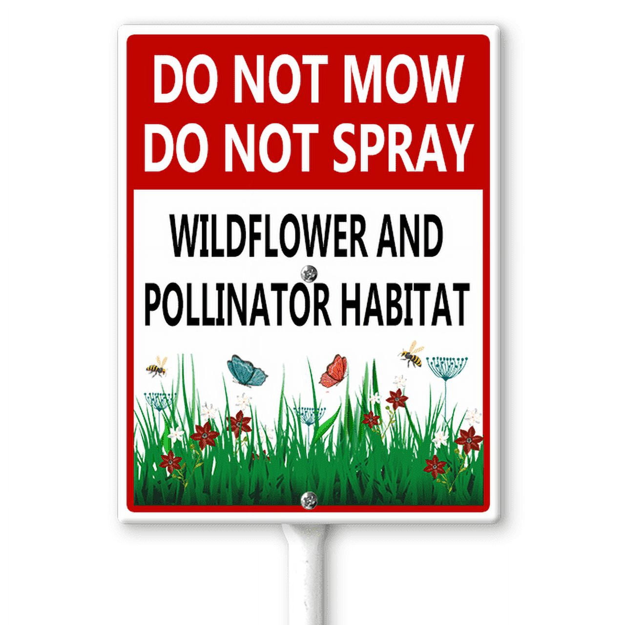 Ymaotrade Do Not Mow, Wildflower And Pollinator Habitat Yard Sign with