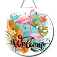 thumbnail image 1 of Ymaotrade Farmhouse Summer Welcome Door Sign for Front Door Porch Decor 12in, Tropical Theme Flamingo Sign, Farmhouse Welcome Door Hanger for Front Door Porch, Summer Home Office Decoration12in, 1 of 7