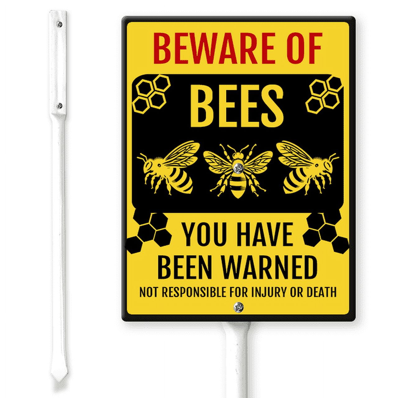 Ymaotrade Funny Beware Of Bees Warning Yard Sign with Stakes 4.6×6in