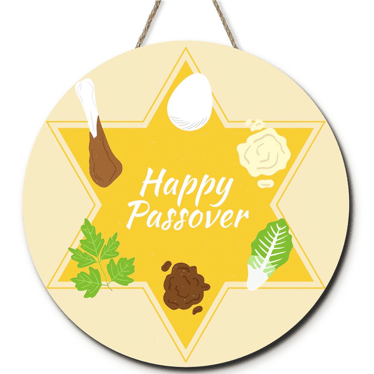 Ymaotrade Happy Passover Signs 12" Passover Rustic Wood Hanging Door ...