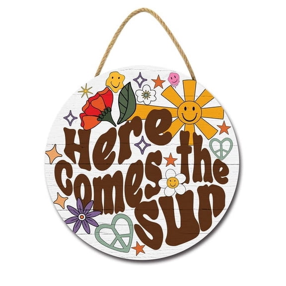 Ymaotrade Hello Summer Door Sign, Sign for Front Door Decor, Rustic Welcome Summer Wood Hanger Sign Summer Door Decoration for Indoor Outdoor Wall Hanging Decoration, 11"