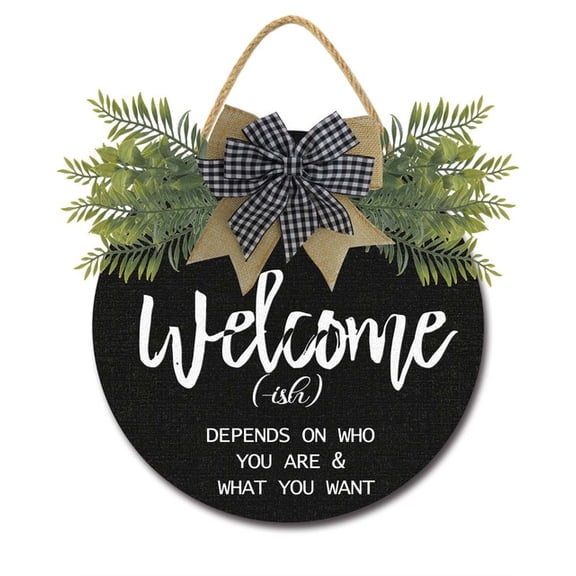 Ymaotrade Multicolor Welcome Wreaths Front Door,Welcome Sign for Farmhouse,Rustic Wooden Door Hangers Front Porch Decor Outdoor Hanging Vertical Sign 12"
