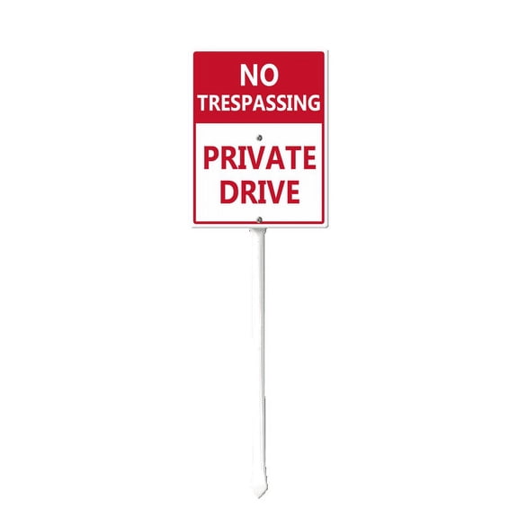 Ymaotrade No Trespassing - Private Drive Signs for Yard with Stake, Sturdy Aluminum Sign Rust Free, Sturdy Aluminum Sign Decoration for Yard Garden Lawn Outdoor 8inx12in