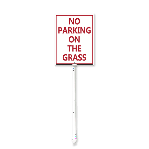 Ymaotrade No Parking On The Grass Signs with Stake 8in×12in, Sturdy Aluminum Sign,Keep Off Grass Sign, Street, Road Parking Sign for Outdoor Yard Lawn