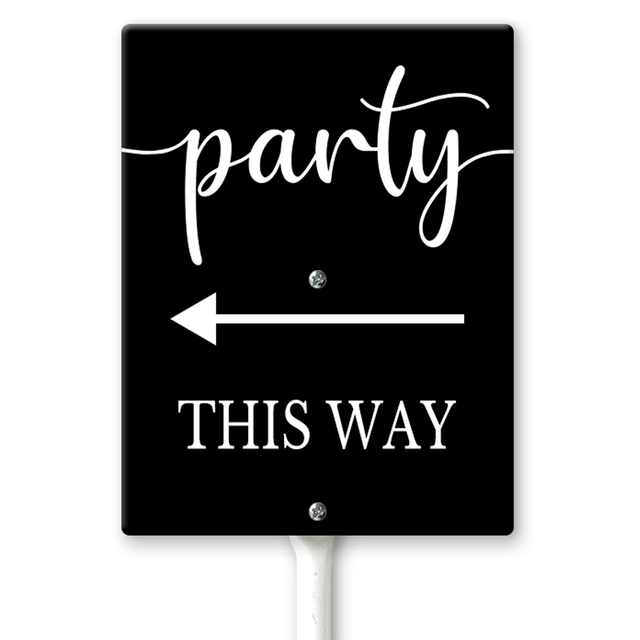 Ymaotrade Party This Way With Left Arrow Directional Yard Sign with Stakes 8in×12in, Sturdy ...