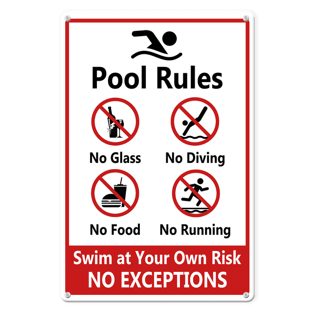Ymaotrade Pool Rules Swim at Your Own Risk No Expections Sign 8in×12in ...