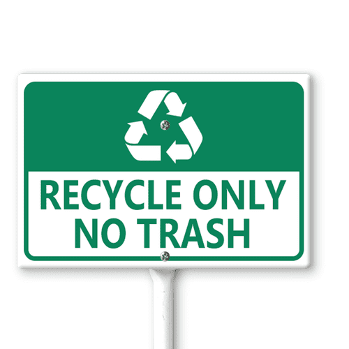 Ymaotrade Recycle Only No Trash Yard Sign with Stakes 12×8in, Sturdy ...