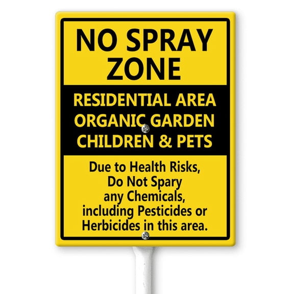 Ymaotrade No Spray Zone Residential Area Organic Garden Children and Pets Home Yard Sign with Stakes 8×12in, Sturdy Aluminum Yard Signs Rust Free, Wildflowers Sign, Lawnmower Sign, Bee Sign